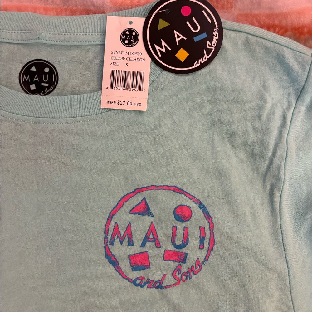 Maui and Sons Men's Short Sleeve T-Shirt Blue, Size Small